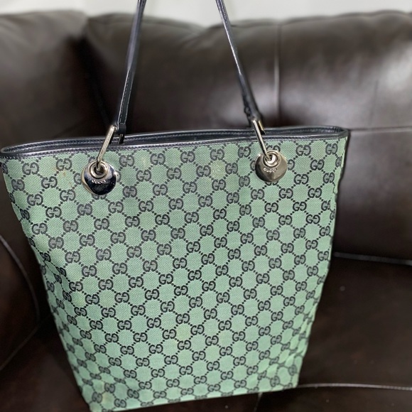 Gucci Eclipse Vintage GG Monogram Canvas / Leather Bucket Tote Bag. - Picture 17 of 17